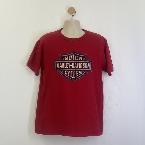 Harley Davidson - Vintage Gator Harley Davidson Leesburg Fl Red Shirt Size Large - Picture 2 of 11